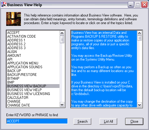 Add this GUI program to enable users to look-up detailed application specific information, general terminology or procedures.